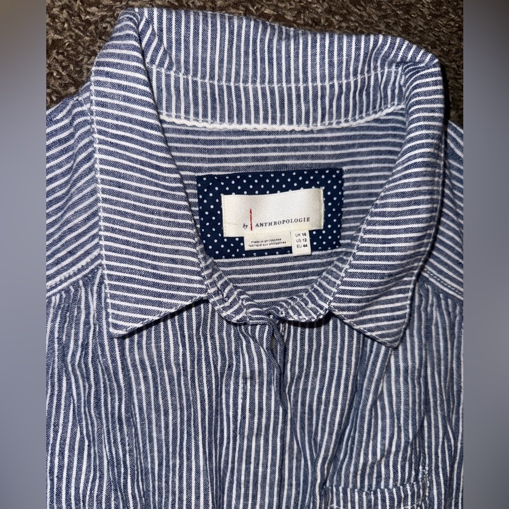 Anthropologie Blue Striped Jumpsuit - Picture 4 of 8